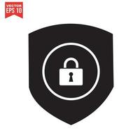 Set of security shield icons, security shields logotypes with check mark and padlock. Security shield symbols. Vector illustration.