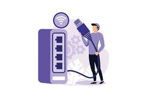 ilustración de ethernet. conexión ethernet, tecnología de conexión lan, concepto de sistema de red ethernet. vector