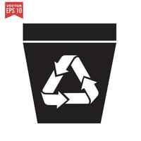icono de papelera con signo de reciclaje. cubo de basura o cesta con símbolo de reciclaje.