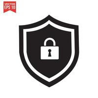 Set of security shield icons, security shields logotypes with check mark and padlock. Security shield symbols. Vector illustration.