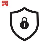 Set of security shield icons, security shields logotypes with check mark and padlock. Security shield symbols. Vector illustration.