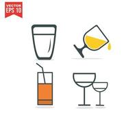 conjunto de iconos de alcohol y cócteles. colección de iconos web lineales simples como vasos, licores, cerveza, bar, champán, whisky, vino, etc. trazo vectorial editable. vector