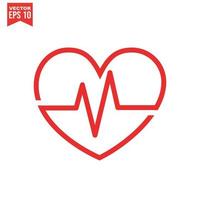 heart icon with sign heartbeat. Vector illustration. Heart sign in flat design.