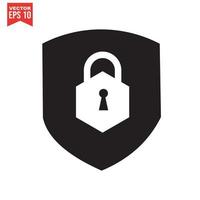 Set of security shield icons, security shields logotypes with check mark and padlock. Security shield symbols. Vector illustration.