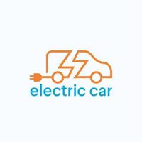 coche eléctrico con símbolo de icono de enchufe, coche ev, logotipo de punto de carga de vehículos híbridos verdes, concepto de vehículo ecológico, ilustración vectorial vector