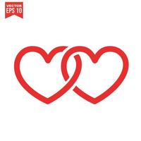 Red heart icon on white background. Love logo heart illustration. vector