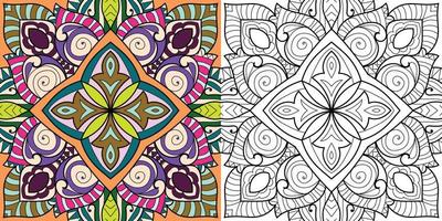 Decorative mandala coloring book page illustration vector