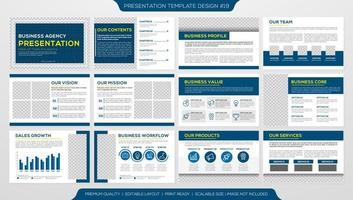 conjunto de diseño de plantilla de presentación corporativa con concepto minimalista y uso de diseño moderno para informe anual y perfil comercial vector