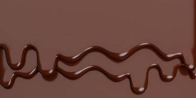 Melted milk brown chocolate flow down on brown banner Background with copy space.,3d model and illustration. photo