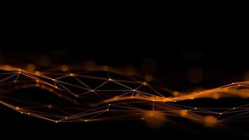 Orange abstract digital technology background with network connection lines.,3d model and illustration. photo