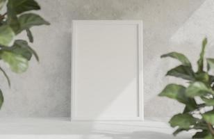 Blank photo frame mockup on concrete wall for you design.,3d model and illustration.