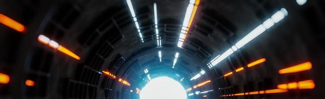 Moving light beams in sci-fi tunnel.,digital background.,3d model and illustration. photo