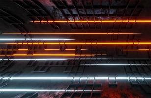 Moving light beams in sci-fi tunnel.,digital background.,3d model and illustration. photo