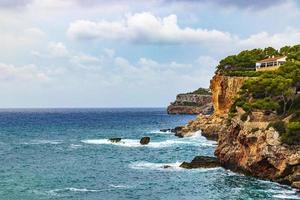 Panoramic drone shot of bay of Cala Santanyi, Mallorca, Spain. photo