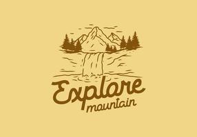 Explore mountain vintage illustration drawing vector