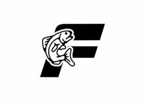 F initial letter with fish vector