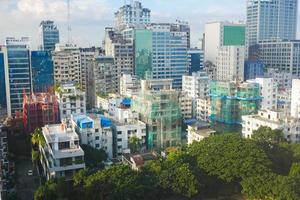 high angle view of dhaka city residential and financial buildings at sunny day photo