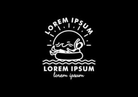 disfruta en el arte lineal de la playa con el texto de lorem ipsum vector