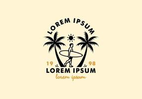 Go surfing line art with lorem ipsum text vector