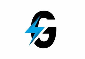 G initial letter with thunder symbol vector