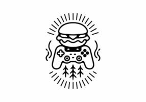 insignia de arte de línea de hamburguesa de juego vector