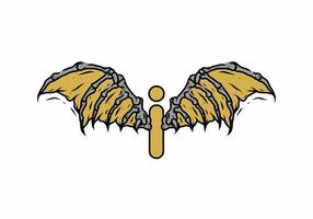 Gold black color of i initial letter with vintage wings vector