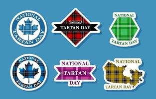 National Tartan Day Sticker Set vector