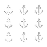 Set of Anchor icon Logo Template vector