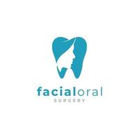 Oral Facial Dentist Dental Tooth Teeth Shape and Silhouette of Beauty Woman Face Logo Design Inspiration vector