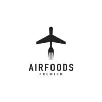 inspiración de diseño de vector de logotipo de avión y comida minimalista