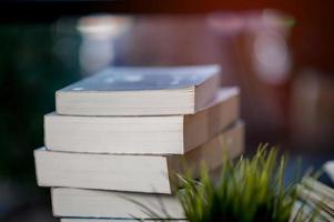 Book placed on the desk A lot of books, beautiful colors for studying, knowledge,education - images photo