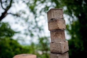 The bricks are arranged in a tidy order photo