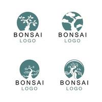 Oriental Bonsai Art, Japanese Mini Small Plant Tree on Pot Silhouette logo design vector