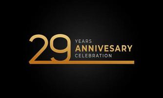 29 Year Anniversary Celebration Logotype with Single Line Golden and Silver Color for Celebration Event, Wedding, Greeting card, and Invitation Isolated on Black Background vector