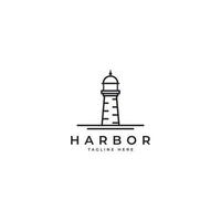 Lighthouse Searchlight Beacon Tower Island Beach Coast Simple Line Art Logo Vector Template Element