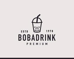 Vintage Retro Bubble Drink Boba Hipster Logo Design Inspiration vector