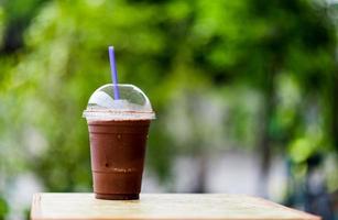 Delicious cool cocoa photos placed on the table ready to eat Food and beverage concept