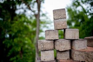 The bricks are arranged in a tidy order photo