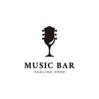 Music bar logo combination guitar and wine glass symbol vector logo design inspiration