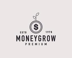 Coin Leaf Sprout Money Grow Investment Logo Vector Design Inspiration