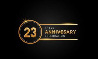 23 Year Anniversary Celebration Golden and Silver Color with Circle Ring for Celebration Event, Wedding, Greeting card, and Invitation Isolated on Black Background vector