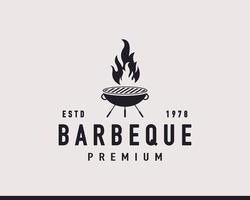 Vintage Retro Label Badge Emblem Barbeque Charcoal Grill Hipster Logo Inspiration vector