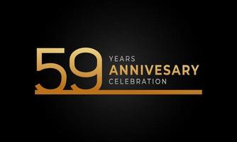 59 Year Anniversary Celebration Logotype with Single Line Golden and Silver Color for Celebration Event, Wedding, Greeting card, and Invitation Isolated on Black Background vector