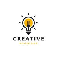 Fork Bulb Food Idea Smart Logo Vector Design Inspiration