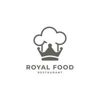 comida restaurante tenedor y corona real logo vector diseño inspiración