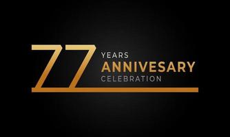 77 Year Anniversary Celebration Logotype with Single Line Golden and Silver Color for Celebration Event, Wedding, Greeting card, and Invitation Isolated on Black Background vector