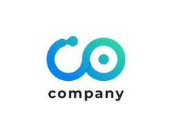 Initial Letter C and O Linked Logo Symbol. Blue Gradient Circular Rounded Infinity Style. Usable for Business and Technology Logos Design Inspiration vector