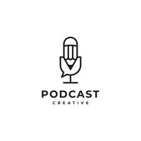 micrófono lápiz micrófono podcast radio logo diseño inspiración vector