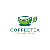 taza de té de café de hoja inspiración de diseño de vector de logotipo de hierbas naturales