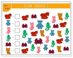 A math game for kids. Count the number of sand toys vector